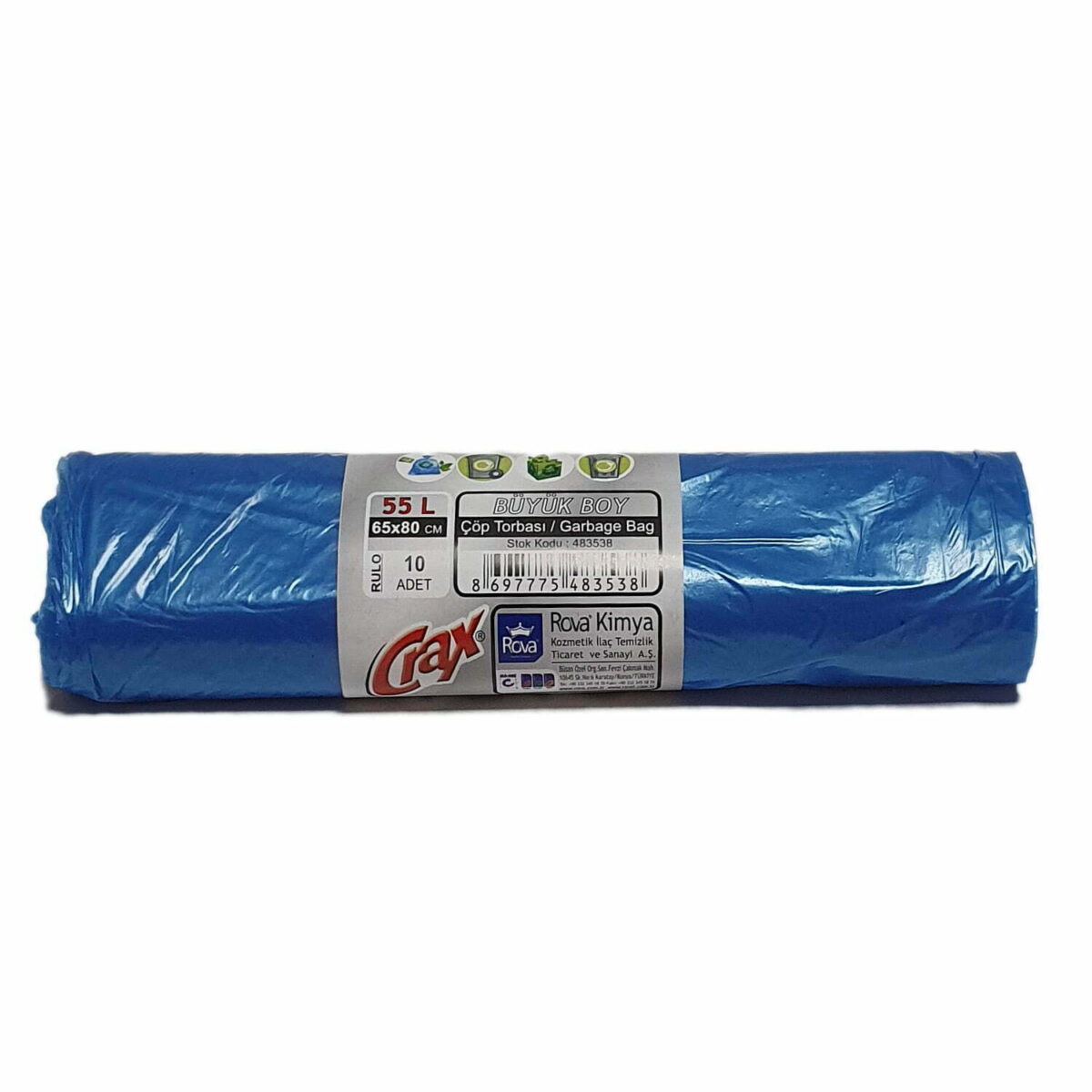 crax standart buyuk boy cop torbasi mavi 10 lu 100 rulo 11099