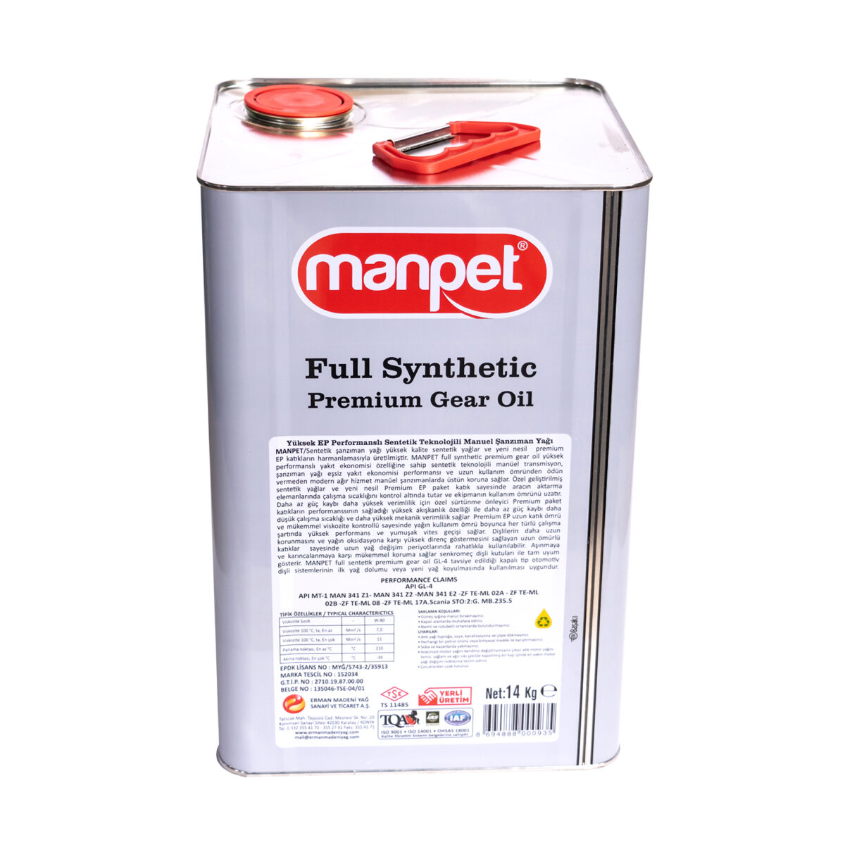 manpet flavia full synthetic 75w 80 gl 4 14 kg sanziman diferansiyel yagi 16228