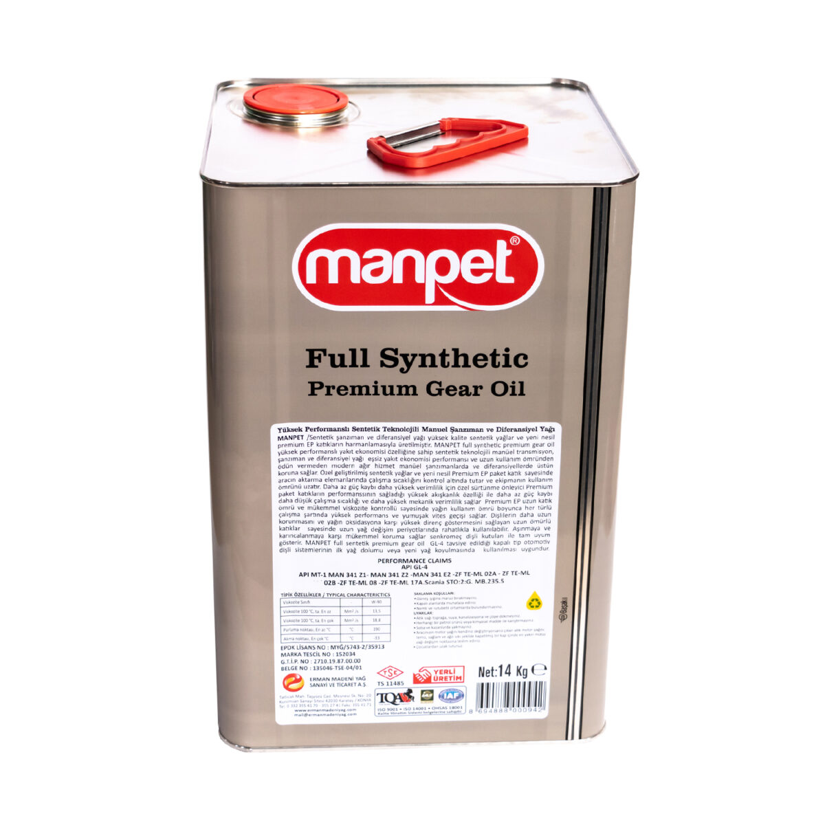 manpet flavia full synthetic 75w 90 gl 4 14 kg sanziman diferansiyel yagi 16453