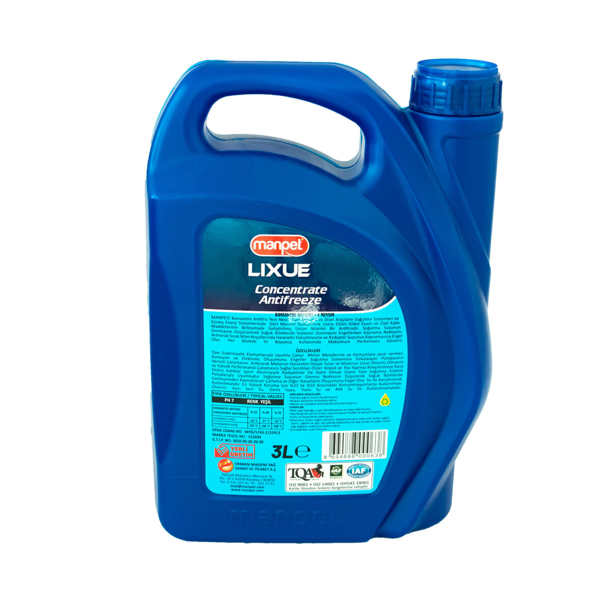manpet lixue antifriz 56 c 3 lt mavi antifriz 16218