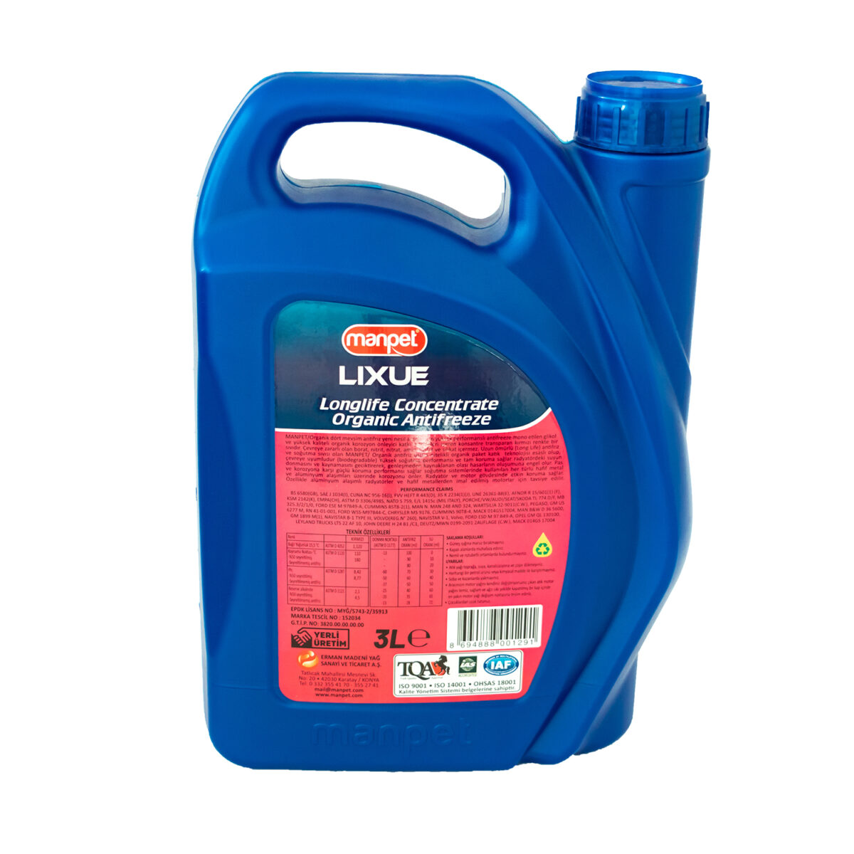 manpet lixue organik antifriz 3 lt organik kirmizi konsantre antifriz 16459