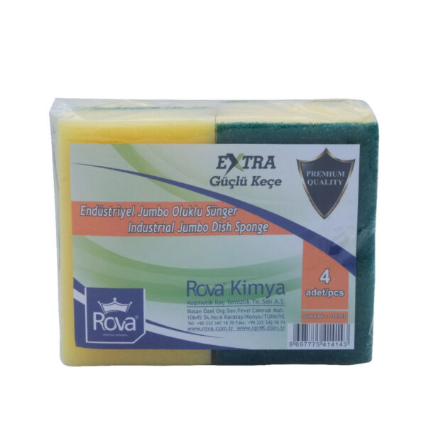 Rova 4'lü Endüstriyel Bulaşık Süngeri Jumbo Oluklu