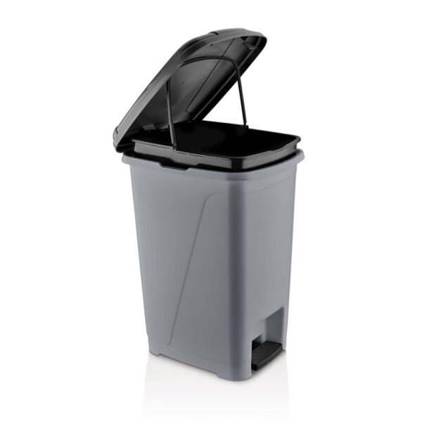 Slim Pedallı Çöp Kovası Gri-Siyah 60 Lt