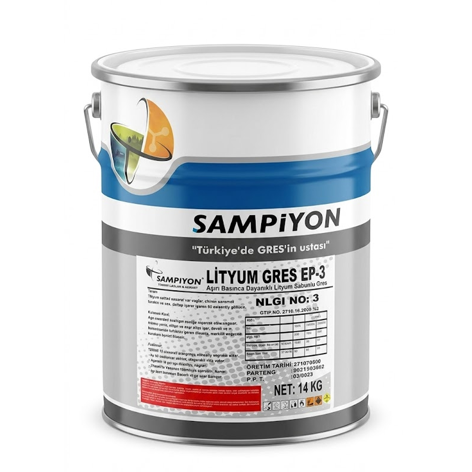 NTSMP086 Şampiyon Molylub EP 3 Molibdenli Gres Yağı 14 Kg Kova - Görsel 1