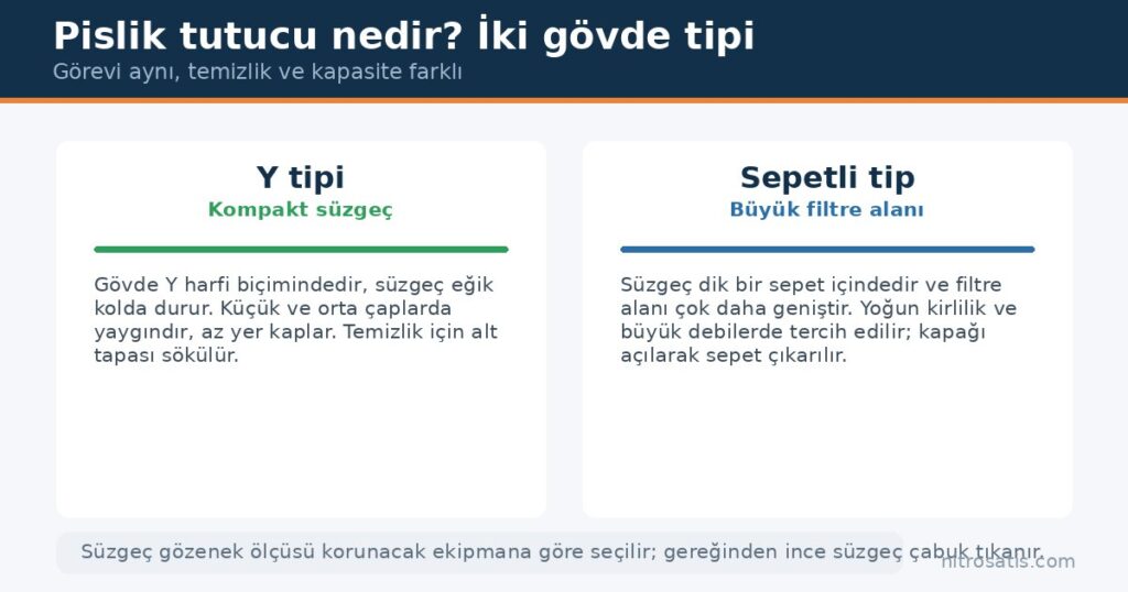 Pislik tutucu nedir: Y tipi ve sepetli gövde karşılaştırması